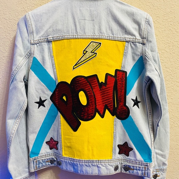 Hand painted Jean jacket - Picture 2 of 2